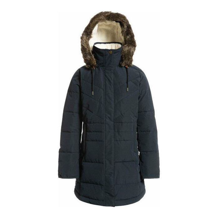 ROXY ELLIE LONGLINE ISOLIERTE WINTERJACKE MIT KAPUZE – ECHTES SCHWARZ